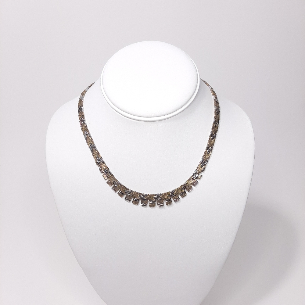 Vintage Riccio .925 Chevron Silver and Gold Necklace Made in Italy
